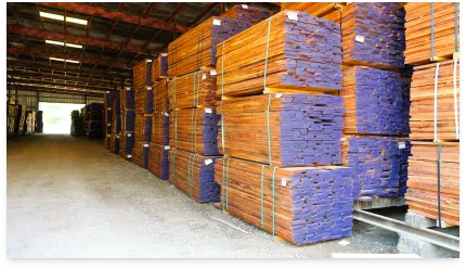 A shot of our warehouse with wood prepared for sale