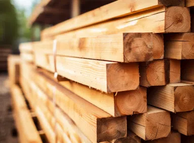 3/4ths view of a pile of lumber